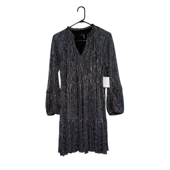 1.STATE Women's Sliver Black Long Sleeve Party Formal Dress Size L NWT - Picture 1 of 3
